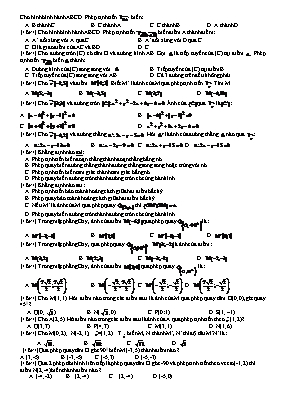 Trắc nghiệm Phép biến hình